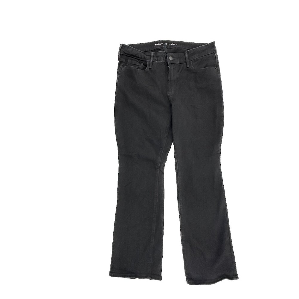 Old Navy Mid Rise Kicker Bootcut Women's size 12P Black Denim Jeans